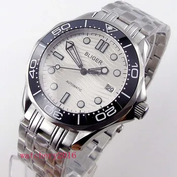 41mm BLIGER Baltoji ryšys dienos Šviesos Safyro Stiklas NH35 automatinė mens watch