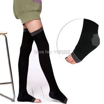420D Mados Moterų Suspaudimo Nepirštuotos Sliming Tighs aukštakulniais Viršuje Kojinės Slėgio Miego Shaper Kojos