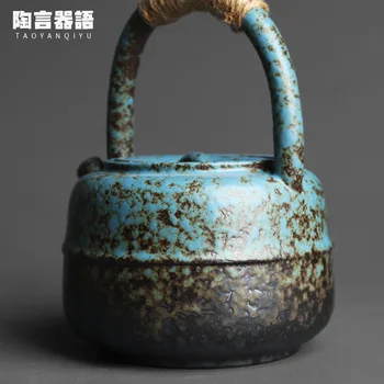 460 ml Japonijos nostalgiškas rupi keramikos krosnies dirbti keramikos arbatinukas rankiniu būdu plačiai burnos karšto virdulys arbatos rinkinys