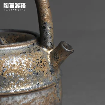 460 ml Japonijos nostalgiškas rupi keramikos krosnies dirbti keramikos arbatinukas rankiniu būdu plačiai burnos karšto virdulys arbatos rinkinys