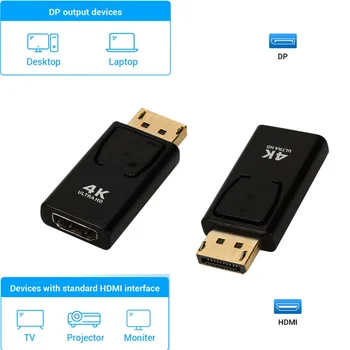 4K/1080P DisplayPort į HDMI Adapteris Keitiklis Display Port Male mini DP, kad Moterų HD TV Kabelis, Adapteris, Vaizdo Garso TV For PC