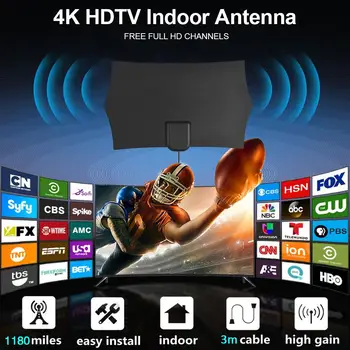 4K Skaitmeninis HDTV Antenos Patalpų Padidino Antenos 1180 Km Intervalas su HD1080P DVB-T2 Freeview TV Gyvybės Vietiniai Kanalai Broadca