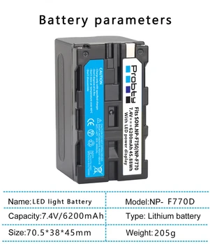 4Pcs 6200mAh Sony NP-F770 NP-F780 F750 Baterija su LED Maitinimo Indikatorius F970 F550 F570 F750 F770 MC1500C+LED dual įkroviklis