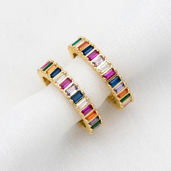 4pcs Aukso Rainbow Ring, Įvairiaspalviais Kubinių Zirconia Žiedas, CZ Vaivorykštė Reguliuojamas Žiedo, Vienas Dydis Žiedas (#GB-1666)