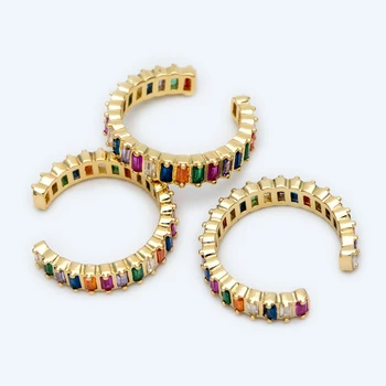 4pcs Aukso Rainbow Ring, Įvairiaspalviais Kubinių Zirconia Žiedas, CZ Vaivorykštė Reguliuojamas Žiedo, Vienas Dydis Žiedas (#GB-1666)