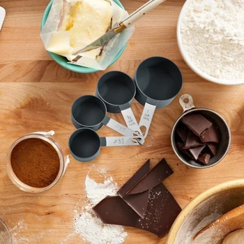 4pcs Virtuvės Matavimo Šaukštai Plastiko Skalės Indikatorius Scoop Šaukštelis Kavos, Cukraus, Miltų Matavimo Puodeliai, Virtuvė, Mini