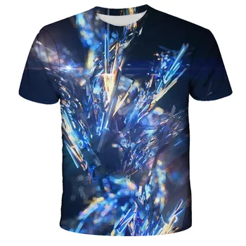 4T-14Years Mados 3D Geometrijos T-Marškinėliai Berniukams Ir Mergaitėms Psichodelinio T-Shirt Vasaros Spausdinti Gatvėse Top Marškinėliai Hip-Hop Juokinga T-S