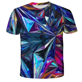 4T-14Years Mados 3D Geometrijos T-Marškinėliai Berniukams Ir Mergaitėms Psichodelinio T-Shirt Vasaros Spausdinti Gatvėse Top Marškinėliai Hip-Hop Juokinga T-S