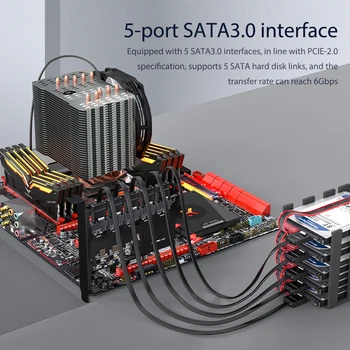 5/8/10 Port PCI-E, SATA 3.0 Išplėtimo Plokštę 6Gbps PCI-E X4 Adapterio plokštę už Desktop PC JMB585 Lustas Palaiko RAID