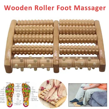 5 Eilučių Mediniai Foot Massager Roller Masažo Sumažinti Kūno Streso, Raumenų Massager Refleksoterapija Kojų Priežiūra, Masažas Įrankis