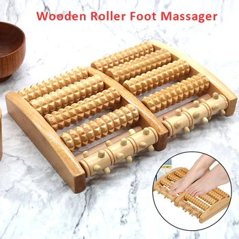 5 Eilučių Mediniai Foot Massager Roller Masažo Sumažinti Kūno Streso, Raumenų Massager Refleksoterapija Kojų Priežiūra, Masažas Įrankis