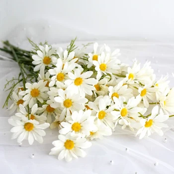5 Vadovai Dirbtinis Daisy Krūva Sausų Gėlių Chrizantemų Nuotakos Puokštė Šilko Gėlės Šalis, Vestuvių Dekoravimas 52CM Mažytės Gėlės
