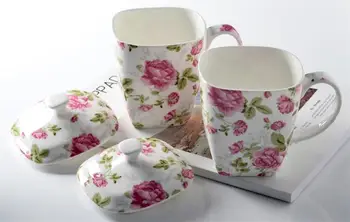 500ML Mielas gėlių rose kaulų kinija kavos puodelis, kūrybos gėlių sukurta, keramikos vandens puodelis, rytinio puodelio pieno, vestuvių dovana