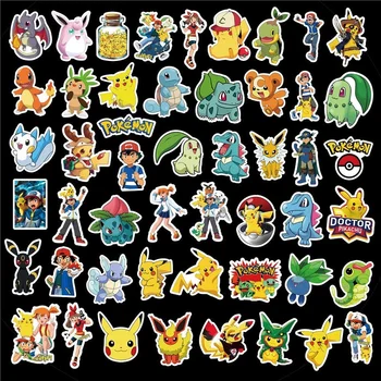 50PCS/Pak Pokemon Anime Lipduko Ant Laptopo Dviračių Buitinių Prietaisų Pikachu Grafiti Apdailos Lipdukai Vaikams Dovanų Žaislas