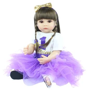 55 CM Visas Silikono Reborn Baby Doll Girl Tikroviška Vinilo Bebe Boneca Vaikas Suknelė Iki Gimtadienio Dovana Populiarus Vonios Žaislas