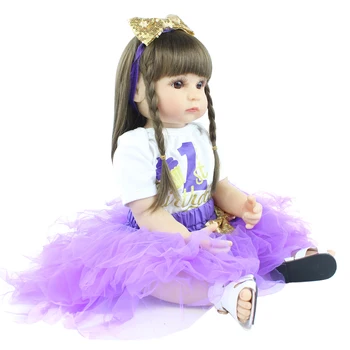 55 CM Visas Silikono Reborn Baby Doll Girl Tikroviška Vinilo Bebe Boneca Vaikas Suknelė Iki Gimtadienio Dovana Populiarus Vonios Žaislas