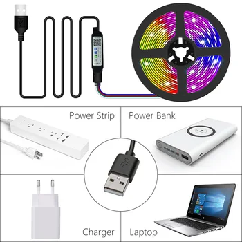 5V USB Bluetooth Led Šviesos Juostelės 5050 Lanksti Led Juosta Kaspino 