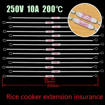 5vnt 250V 10A 200 ° C pratęstas ir sutirštės ryžių viryklė saugiklis vamzdis saugiklis ryžių viryklė priedai