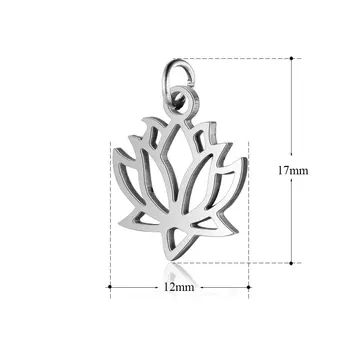 5vnt/lot 17*12mm Nerūdijančio Plieno Lotus Flower Pendant Apyrankę Pakabukai 