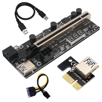 6 8 10vnt VER12X USB3.0 PCI-E Riser su Temperatūros Jutiklis VER 12X Express 1x to16x Extender PEIC Stovo Adapteris Kortelės SATA 15pin