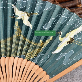6 colių Lankstymo Vertus, Ventiliatorius Daina Huizong Rui Jis Hanfu Karšto Pardavimo Cosplay Eventail Pagrindinis Vestuvių, Džiaugtis Ir Dovanos Moterų Bambu Ventiliatorius