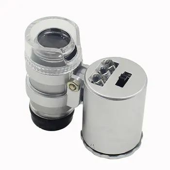 60X Mikroskopas Su LED Lempos, Šviesa, Nešiojamas Kišeninis didinamasis stiklas Didinamojo Stiklo Violetinė Suklastotų Šviesos