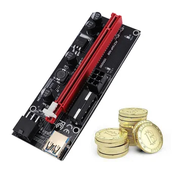 6Pcs 006C PCIe PCI-E PCI Express Stove Kortelės 1x iki 16x USB 3.0 Duomenų Kabelis SATA Adapteris 6 pin Bitcoin Mining райзер