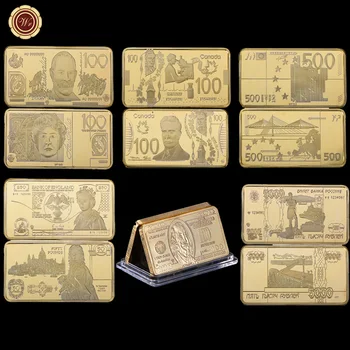 6pcs 24K Gold Bar Padirbtų Banknotų Valiuta, Aukso Lydiniams, Metalų Amatų už Kolekcines, Namų Puošybai