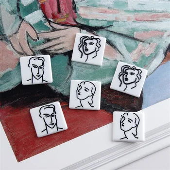 6Pcs/daug Abstrakti tapyba Matisse Rankų darbo Auskarai Padaryti Jungtys 