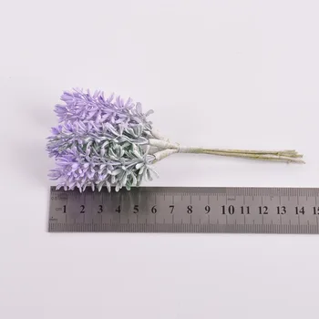 6pcs/daug Dirbtinio Plastiko Levandų Puokštė Violetinės Gėlės Tvarka Nuotakos 