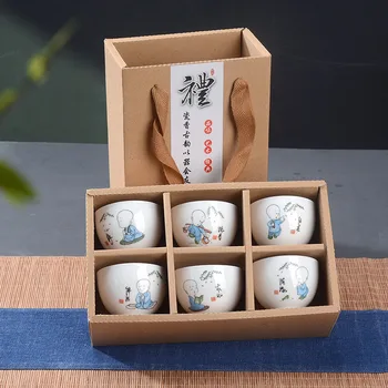 6pcs Vertus Dažytos Keramikos taurė nustatyti,Kinijos arbatos rinkinys, 