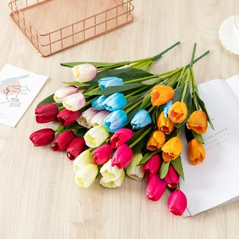 7 Bloom tulpių puokštė dirbtinės gėlės šilko audinys gėlių nekilnojamojo touch namo, sodo, biuro kūrybingi gimtadienio, vestuvių dekoravimas