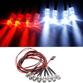 8pcs 5mm LED Šviesos ,Žibintų Rinkinį, už 1/5 ,1/8 ,1/10 ,1/12 ,1/16 ,RC Automobilių, Sunkvežimių Modelis ,Balti LED ,Raudoni LED Žibintai