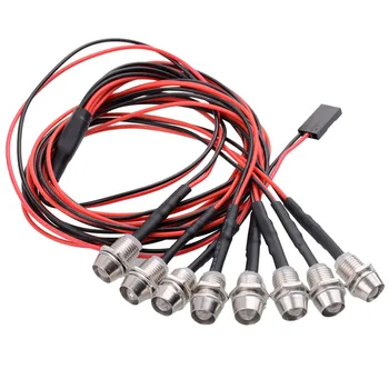 8pcs 5mm LED Šviesos ,Žibintų Rinkinį, už 1/5 ,1/8 ,1/10 ,1/12 ,1/16 ,RC Automobilių, Sunkvežimių Modelis ,Balti LED ,Raudoni LED Žibintai
