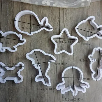 8pcs/set ekologiško Plastiko Jūros Padaras Cookie Cutter Mini Sausainių Žirklės, skirtos Vaikams, Šokolado, Sausainių Pelėsių Dekoratyvinis Įrankis