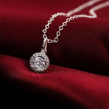 925 sterlingas Sidabro Papuošalų rinkiniai moterims 18 cm Blizga kristalų pakabukas karoliai, auskarai, žiedai, Mados Šalis vestuvių Dovanos