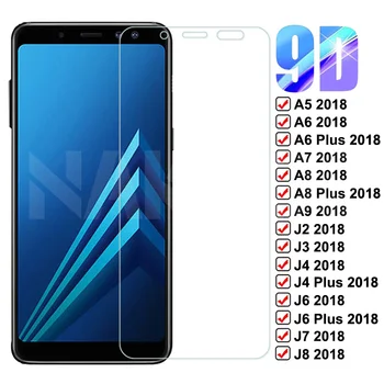 9D Apsauginis Stiklas Samsung Galaxy A6 A8 J4 J6 Plius 2018 Grūdintas Stiklas J2 j3 skyrius J7 J8 A5 A7 A9 2018 A10 A30 A50 Ekrano Plėvelė