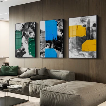 Abstrakti Kelių Spalvų Drobė Paveikslų, Mėlyna Geltona Žalia Siena paveiksl Modernus Plakatas ir Spausdinimo Gyvenimo Kambario, Biuro Dekoras