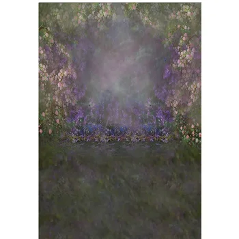 Abstraktus Gėlių Naujagimiai, Vaikai, Portretas Fone Derliaus Violetinės Gėlės Kūdikio Gimtadienio Meno Fone Fotografija, Photocall
