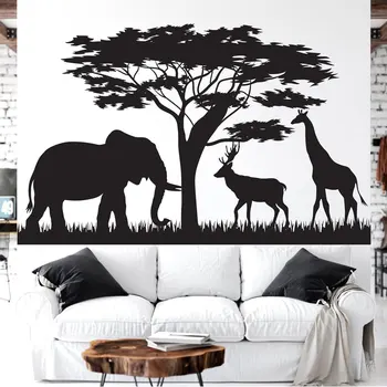 Afrikos Miškų Gyvūnus, Dramblys, Žirafa, Elnias Siena Lipdukas Vinilo Namų Dekoro Gyvenimo Kambario, Miegamasis Lipdukai Sienų Tapetai A924