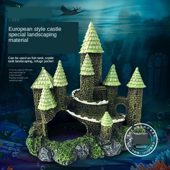 Akvariumas rockery išvengti akvariumas apželdinimas, pilnas komplektas smulkių papuošalų akvariumo apdaila kūrybinės Europos pilis