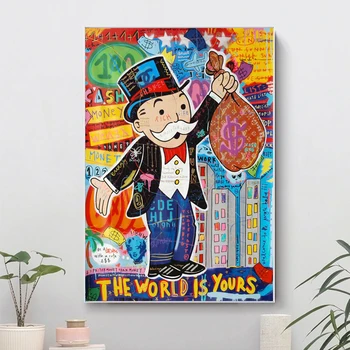 Alec Monopolis Grafiti Sienos Menas Pinigus Paveikslų, Plakatų ir grafikos Pasaulis Yra Tavo Šiuolaikinio Namų Dekoro