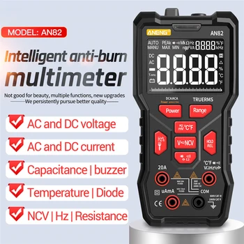 ANENG AN82 9999 Skaičiuoja Skaitmeninis Multimetras LCD Ekranas Auto Masto Elektros Testeris Nešiojamų Ūkio AC/DC Ammeter voltmetras