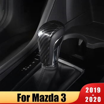 Anglies pluošto Pavarų Perjungimo Rankenėlės Pavarų Galvos apdangalą Atveju Apdaila Už Mazda 3 Axela 2019 2020 Priedai