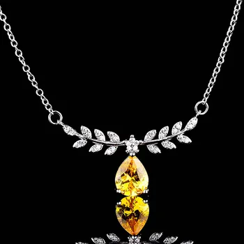 Anillos Yuzuk Naujas Prabangus Geltona Spalva Kriaušių Supjaustyti Akmens Karoliai Moterims Lady Jubiliejų Dovana Fine Jewelry Didmeninės