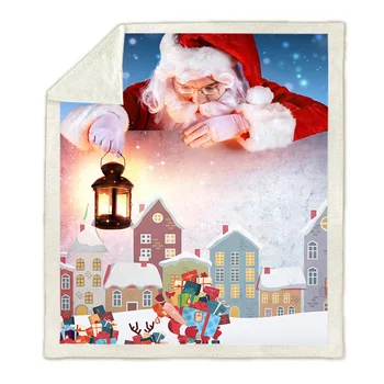 Animacinių Filmų Kalėdų Mesti Antklodę Santa Claus Briedžių Sherpa Vilnos Minkštas Šiltas Žiemą Antklodės Kalėdos Pliušinis Lovatiesė Lovos, Sofa Dangtis