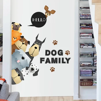 Animacinių filmų lipdukai mielas panda šuo sienų lipduko vaikų kambario namų dekoro meškiukas vinilo, vaikų kambarys decal baby vaikų darželio kambario Dekoro