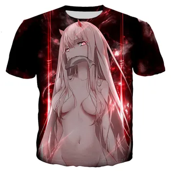 Anime Darling į Franxx T Shirt Vyrai/moterys Naujas Mados Cool 3D Spausdinti marškinėliai Atsitiktinis Stiliaus Marškinėlius Streetwear Viršūnės