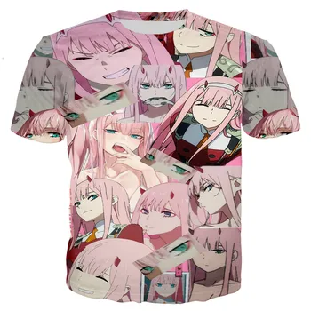 Anime Darling į Franxx T Shirt Vyrai/moterys Naujas Mados Cool 3D Spausdinti marškinėliai Atsitiktinis Stiliaus Marškinėlius Streetwear Viršūnės