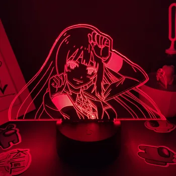 Anime Kakegurui Pav Yumeko Jabami 3D LED RGB Naktį Žibintai Kietas Dovana Draugui Lavos Lempa, Vaikų, Miegamojo staliukas Dekoras